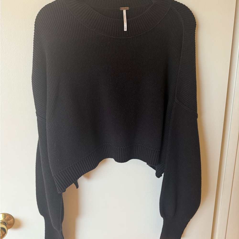Free People Easy Street Tunic Sweater | Black | Size Small